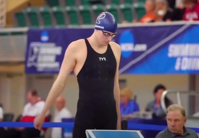 Lia Thomas, concurând pentru echipa feminină de la Penn, captură video