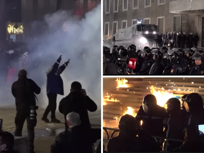 Proteste în Tirana/FOTO: Captură video APT
