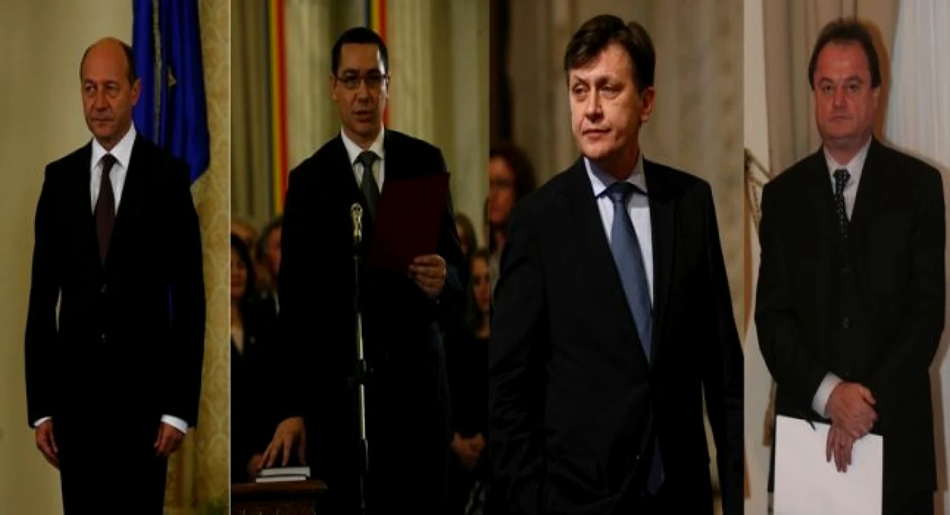 Preşedintele Traian Băsescu, premierul Victor Ponta, liderul liberal Crin Antonescu şi liderul PDL Vasile Blaga Foto Adevărul