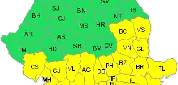 Galaţi se numără printre judeţele aflate sub incidenta avertizării emise de Administratia de Meteorologie.