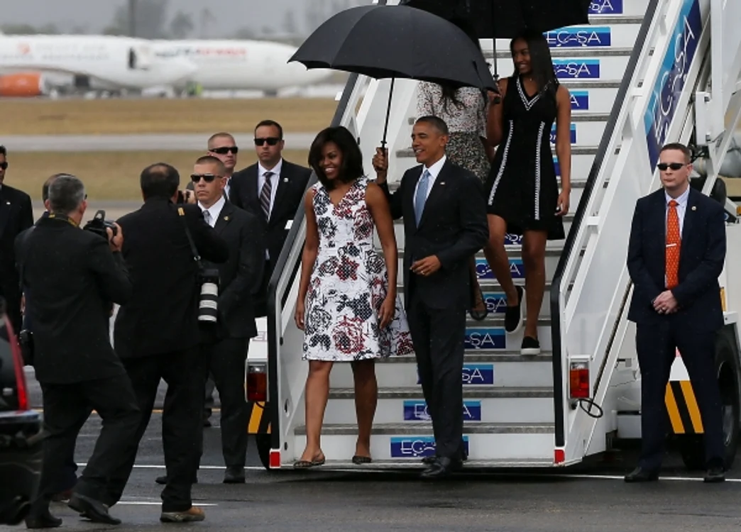 Familia Obama nu s-a lăsat descurajată de ploaieFoto: AP