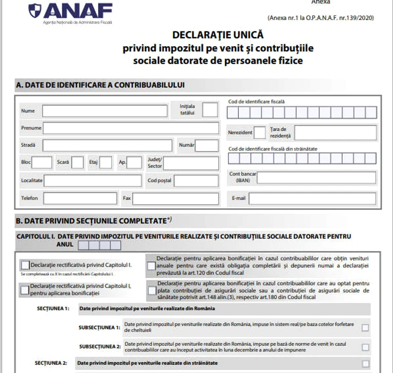 Declarația Unică 2020 trebuie completată inclusiv de persoanele care obțin venituri din chirii