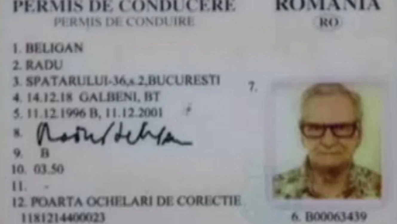 O copie a butetinului regretatului actor Radu Beligan a fost scoasă la vânzare pe internet FOTO Digi 24