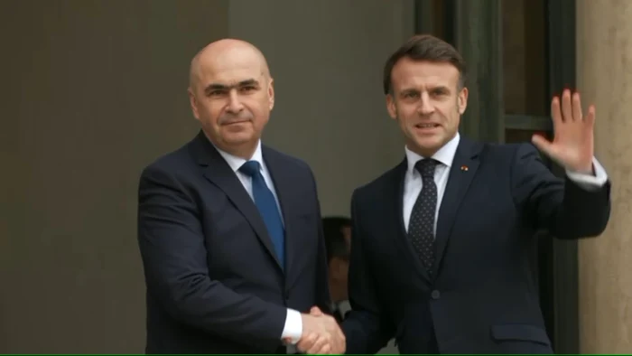 Președintele interimar al României, Ilie Bolojan, a fost primit de Macron. FOTO: Captură video