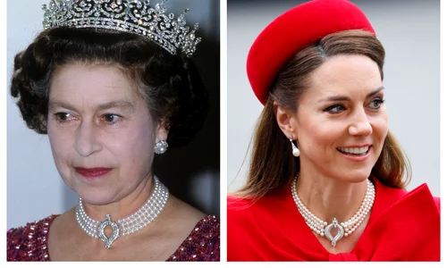 Kate și Regina Elisabeta cu colierul din perle  jpg
