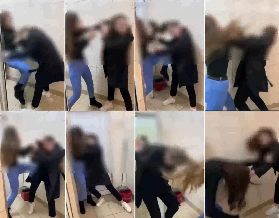 Bătaie între două eleve de la Colegiul Economic din Râmnicu Vâlcea Sursă capturi video Vocea Vâlcea 