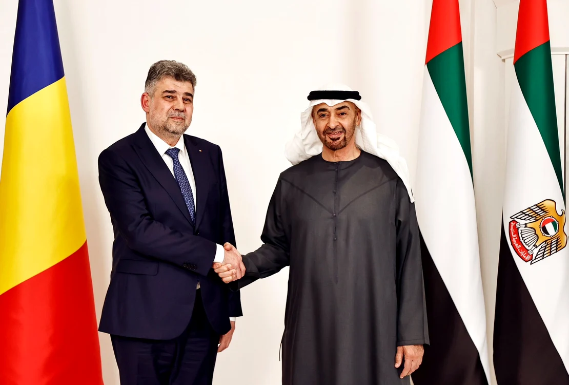 Întrevederea premierului Marcel Ciolacu cu Șeicul Mohammed bin Zayed al Nahyan Foto: X