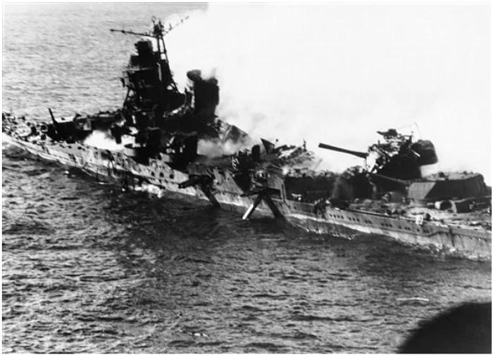 In this June 1942 file photo,  a Mogami class Japanese cruiser is the flaming target of carrier-based U.S. naval aircraft in the historic battle of Midway which raged for three days in June 1942. On Monday,  June 4,  2012,  the Navy marks the 70th anniversary of a battle that turned the tide of World War II. (AP Photo,  file)