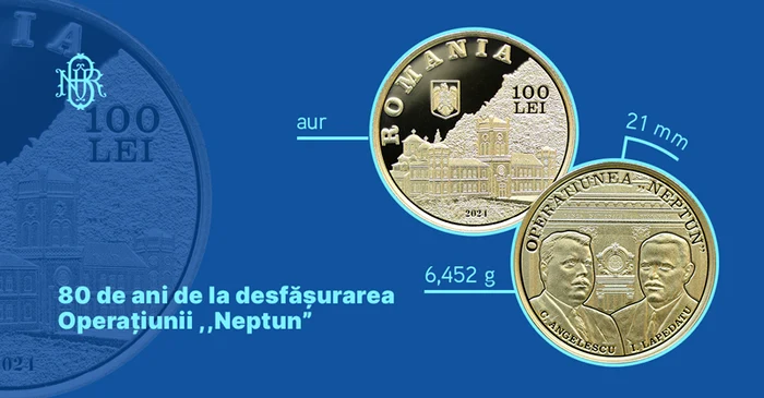 Moneda de aur lansată de BNR. FOTO BNR