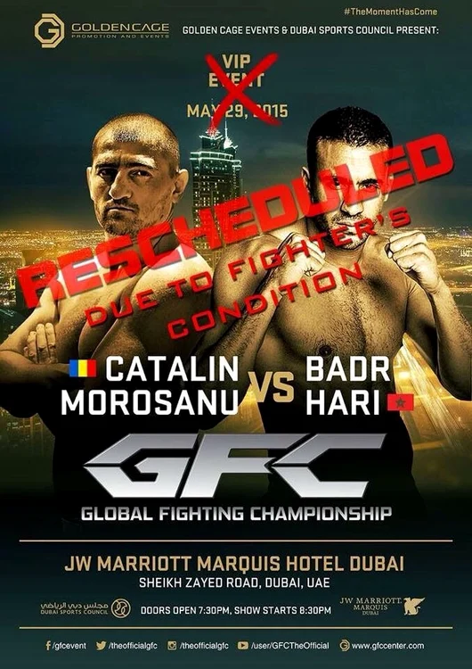 Afişul meciului dintre Cătălin Moroşanu şi Badr Hari, programat pentru 29 mai şi amânat