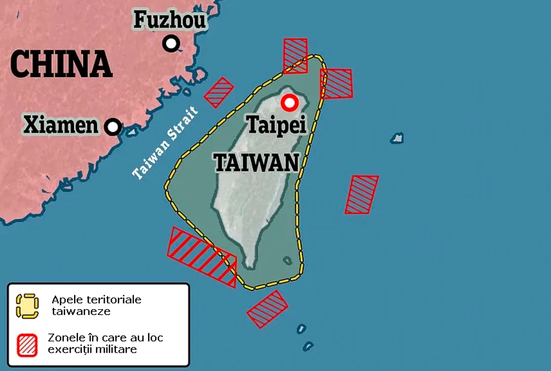 HARTA China desfăşoară exerciţii militare in jurul Taiwanului 