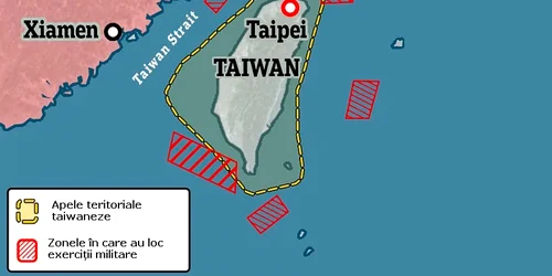 HARTA China desfăşoară exerciţii militare in jurul Taiwanului