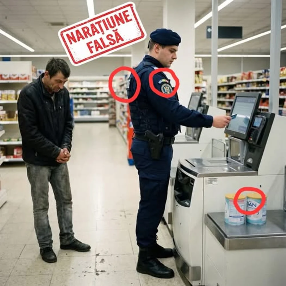 Un deepfake despre tatăl care a furat lapte pentru copilul său, demontat de Jandarmeria Română: „Furtul e o infracțiune, oricare ar fi motivul săvârșirii”
