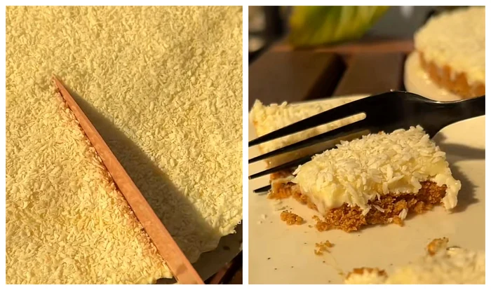 Cheesecake cu cocos și ciocolată albă / FOTO: Colaj captură video TikTok