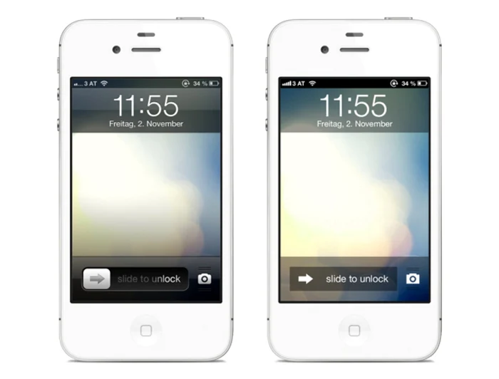 În stânga este actuala interfaţă de pe iPhone, în dreapta este cea care ar putea fi lansată azi.