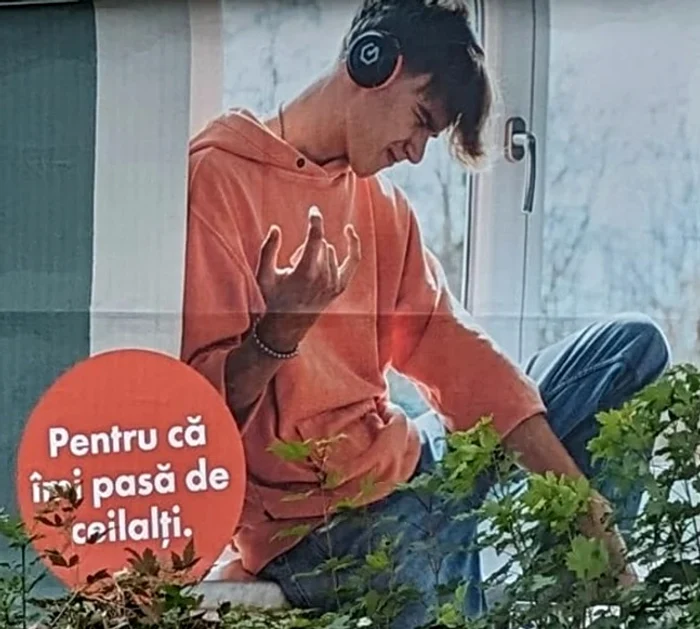 Panoul cu mesaj în limba română din orașul austriac Granz. Foto: Facebook/ Patric Ionescu