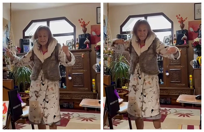 Marina Voica, imagini virale la 89 de ani / FOTO: Colaj captură video TikTok