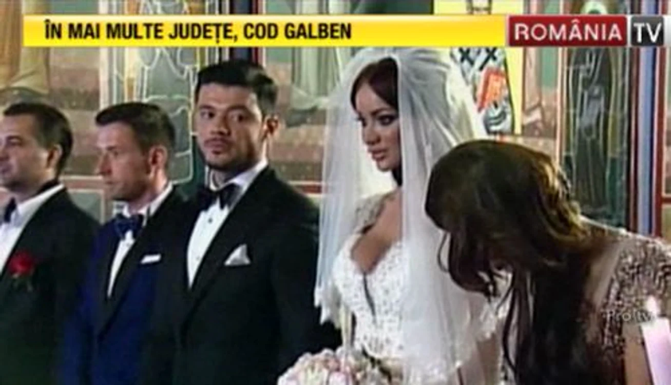 Bianca şi Victor Slav, în biserică (captură RTV)