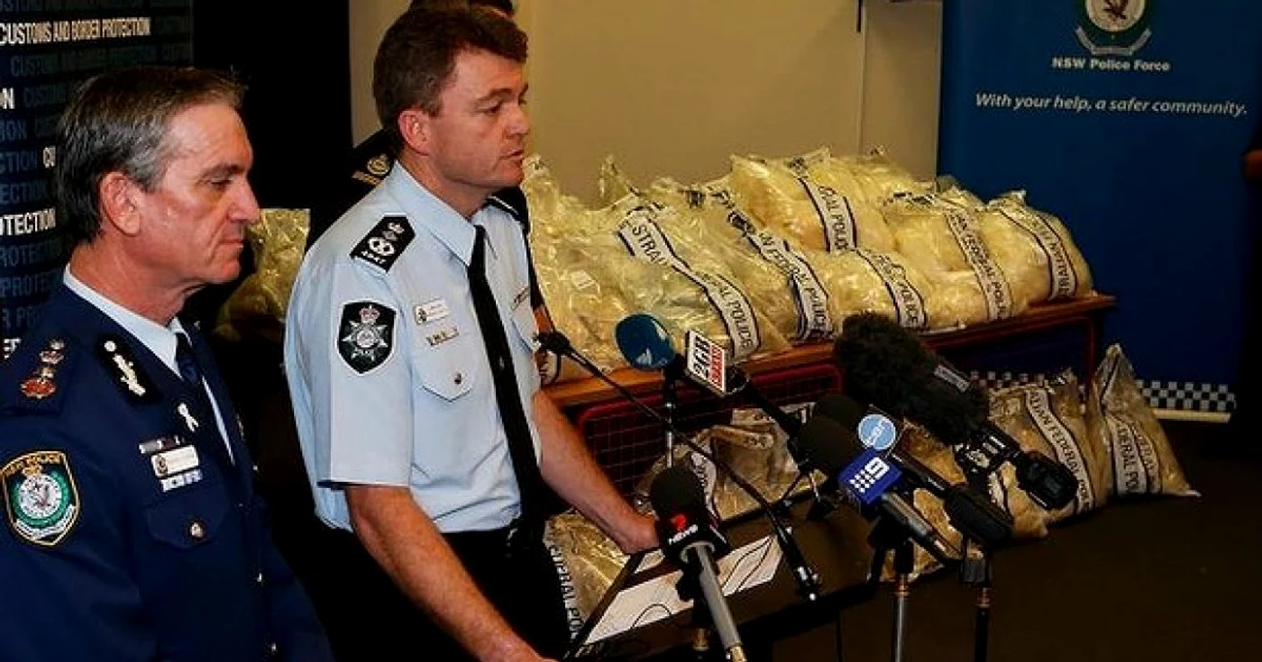 Comisarul poliţiei federale Andrew Colvin a declarat că este cea mai mare captură de metamfetamină din Australia şi cea de a doua de EcstasyFOTO The Sydney Morning Herald