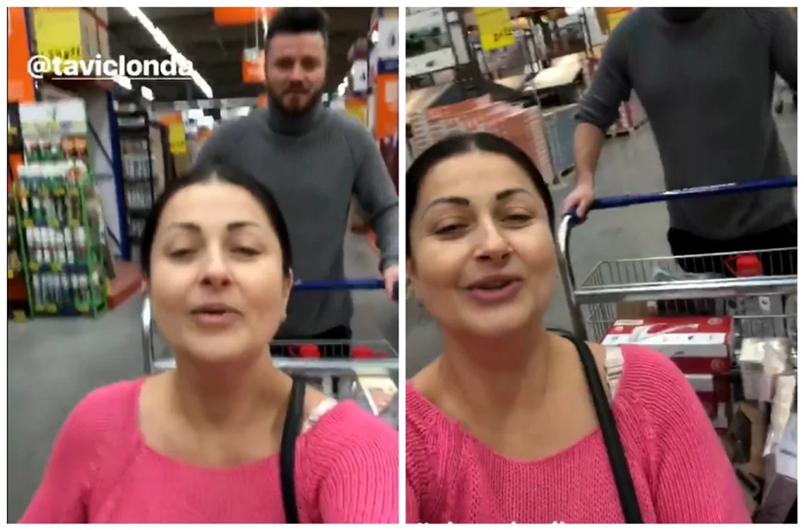 
    Gabriela Cristea a fost purtată de soț cu căruciorul de cumpărături Foto Instagram  