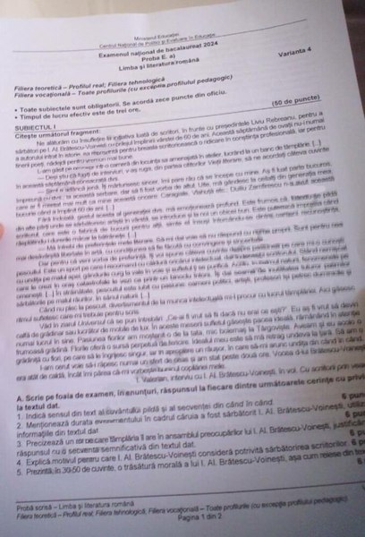 Bacalaureat 2024, sesiunea din toamnă. Subiectele la Limba română au răsuflat pe internet: Eminescu sau Bacovia, la profilul real