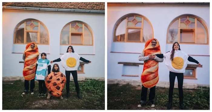 Dana Rogoz și familia sa au optat pentru costume haioase de Halloween / FOTO: Colaj Instagram