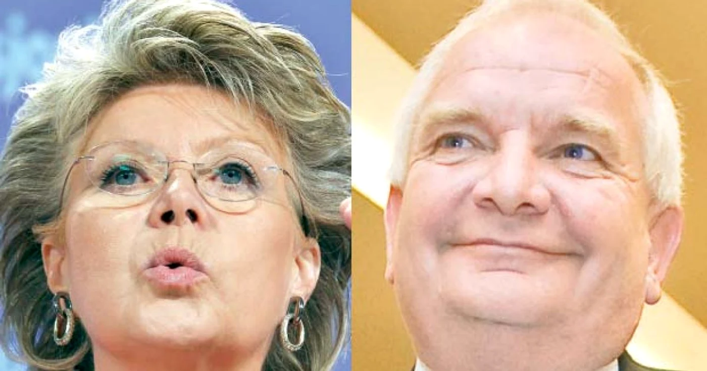 Viviane Reding, comisarul european  pentru Justiţie şi Joseph Daul, liderul „popularilor“  din Parlamentul European 