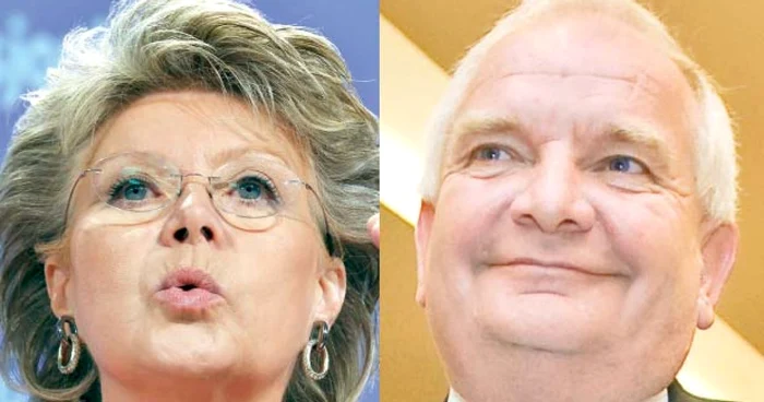 Viviane Reding, comisarul european  pentru Justiţie şi Joseph Daul, liderul „popularilor“  din Parlamentul European 