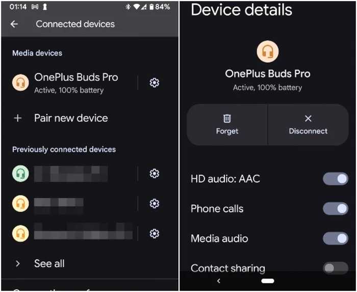 OnePlus Buds Pro conectare cu cu un smartphone Pixel 3A cu Android 12