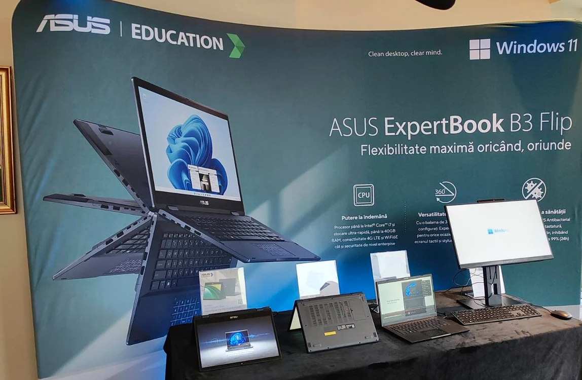 Produse ASUS pentru mediul educațional.