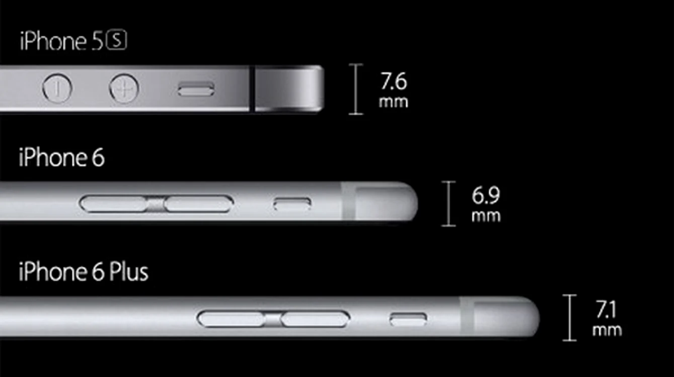 Comparaţie în privinţa grosimii între noile iPhone şi vechea generaţie