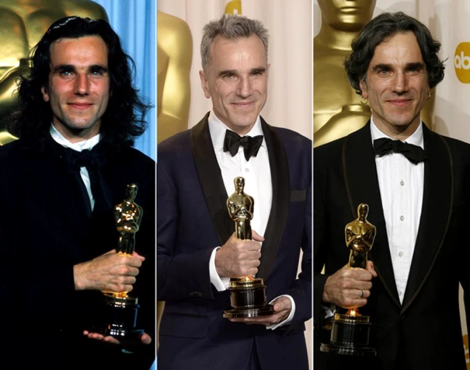 Daniel Day-Lewis în 1989 (stânga), 2007 (dreapta) şi 2013 (centru)
