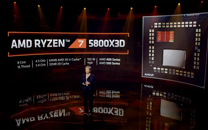 Lisa SU prezentand procesorul AMD Ryzen 7 5800X3D