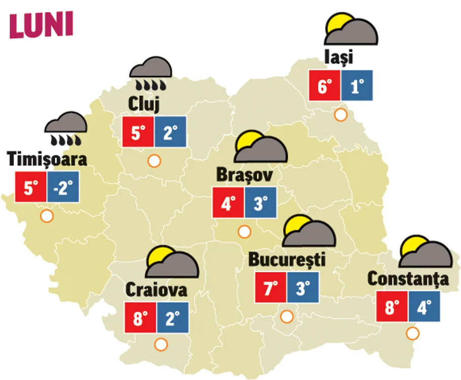 Prognoza meteo 30 noiembrie anunță că precipitațiile se mai domolesc