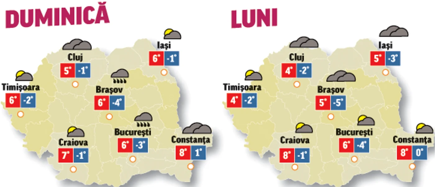Prognoza meteo pentru următoarele două zile anunță că vremea va fi capricioasă