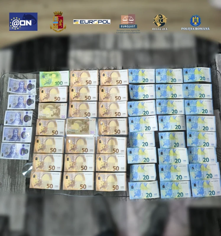 Sume de bani confiscate/FOTO: DIICOT Iași