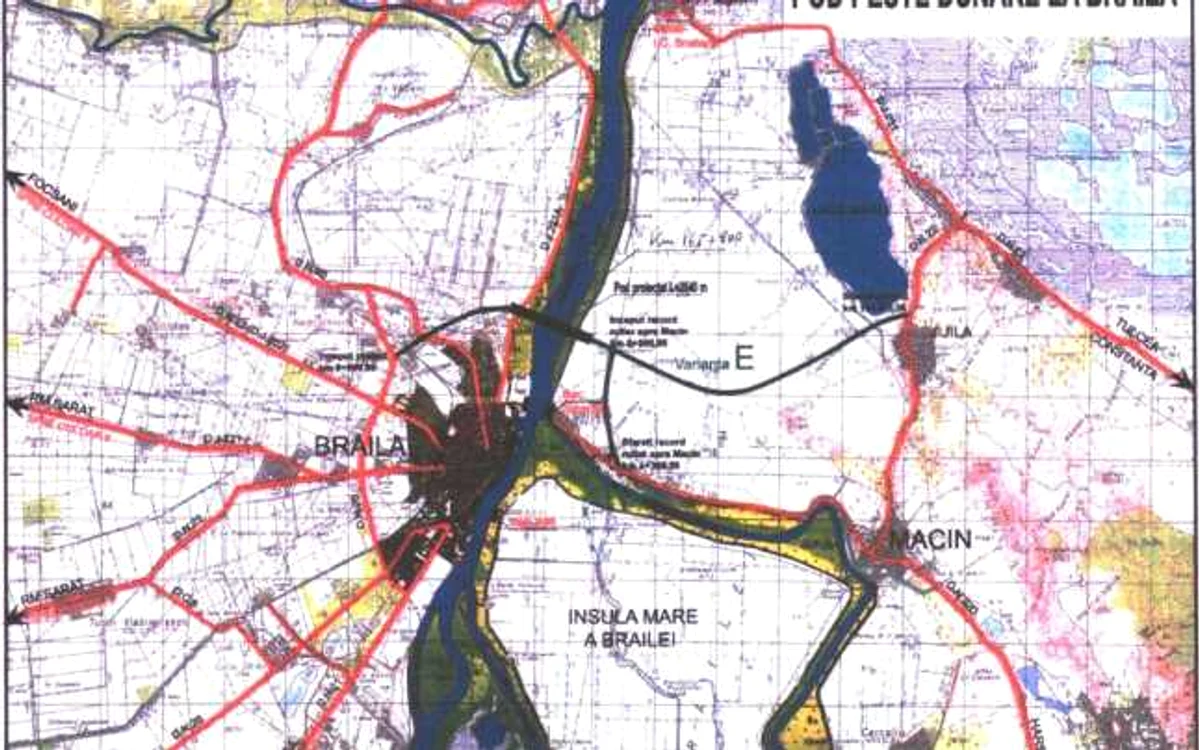 Harta amplasamentului podului de la Brăila SURSA FOTO dosarul pentru aviz de Mediu