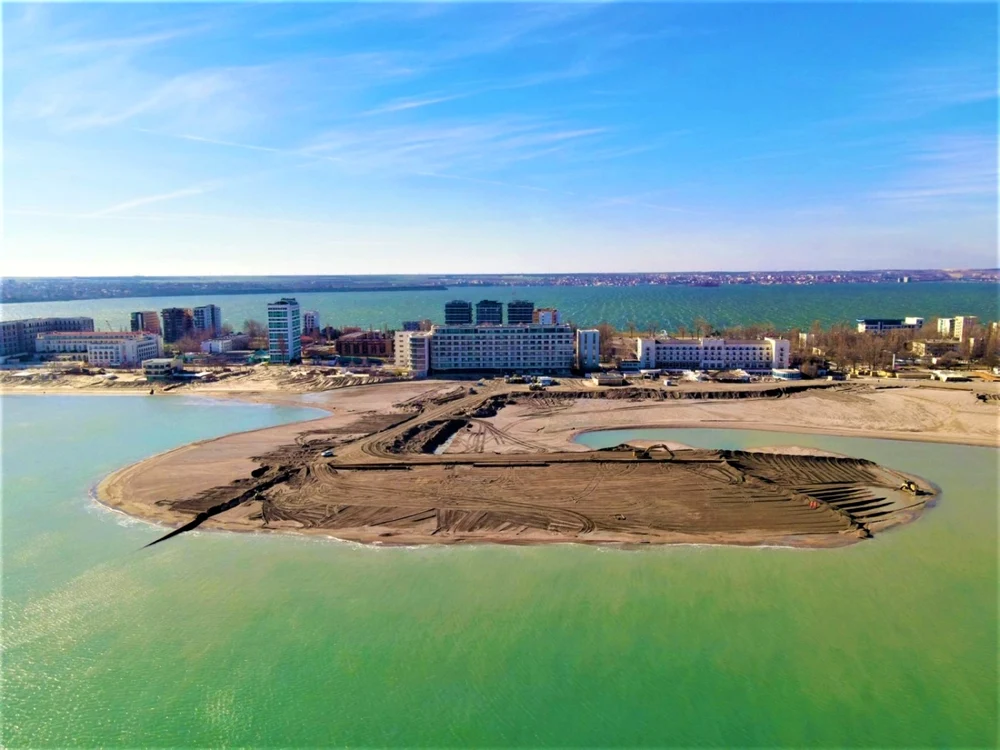 Lucrări de lărgire a plajei FOTO Apele Române Dobrogea Litoral