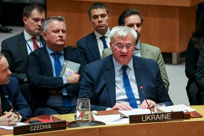Andrii Sîbiha la întrunirea Consiliului de Securitate al ONU FOTO EPA-EFE