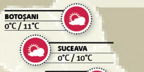 Harta temperaturilor în judeţele Moldovei