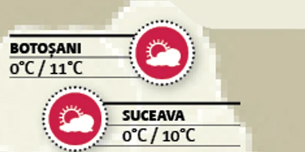 Harta temperaturilor în judeţele Moldovei