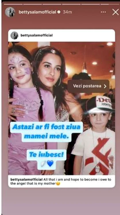 Postarea lui Betty / foto: Captură InstaStory