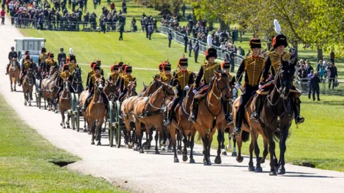 Procesiunea funerară, din timpul înmormântării Prinţului Philip: