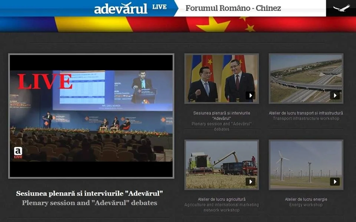 Forumul Româno Chinez, pe  adevarul ro, în exclusivitate jpeg