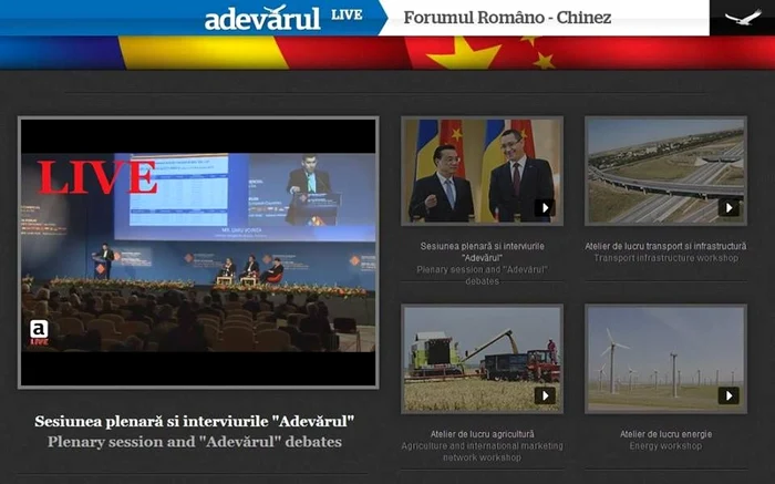 Forumul Româno Chinez, pe  adevarul ro, în exclusivitate jpeg