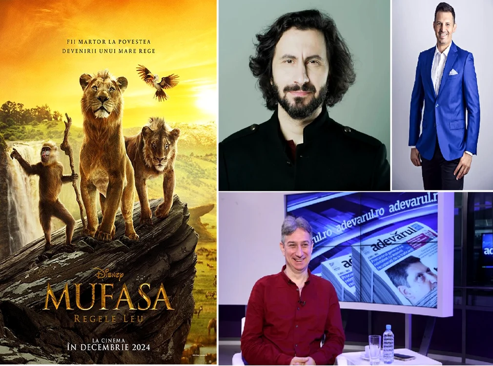 Mufasa Regele Leu și actorii care dau voce personajelor în varianta dublată Colaj