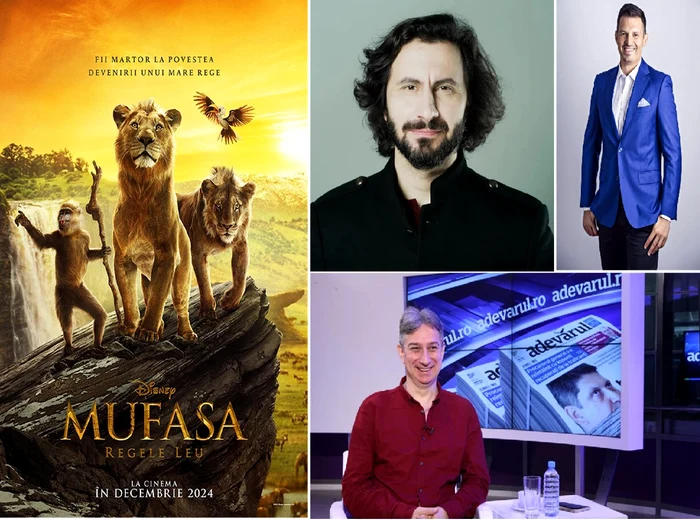 Mufasa Regele Leu și actorii care dau voce personajelor în varianta dublată Colaj