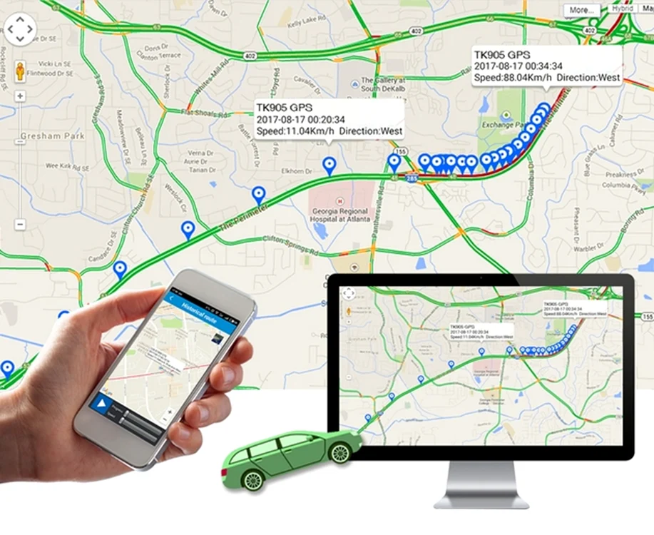 GPS tracker auto pentru localizarea mașinii pe Google Maps de pe telefon, tabletă sau computer