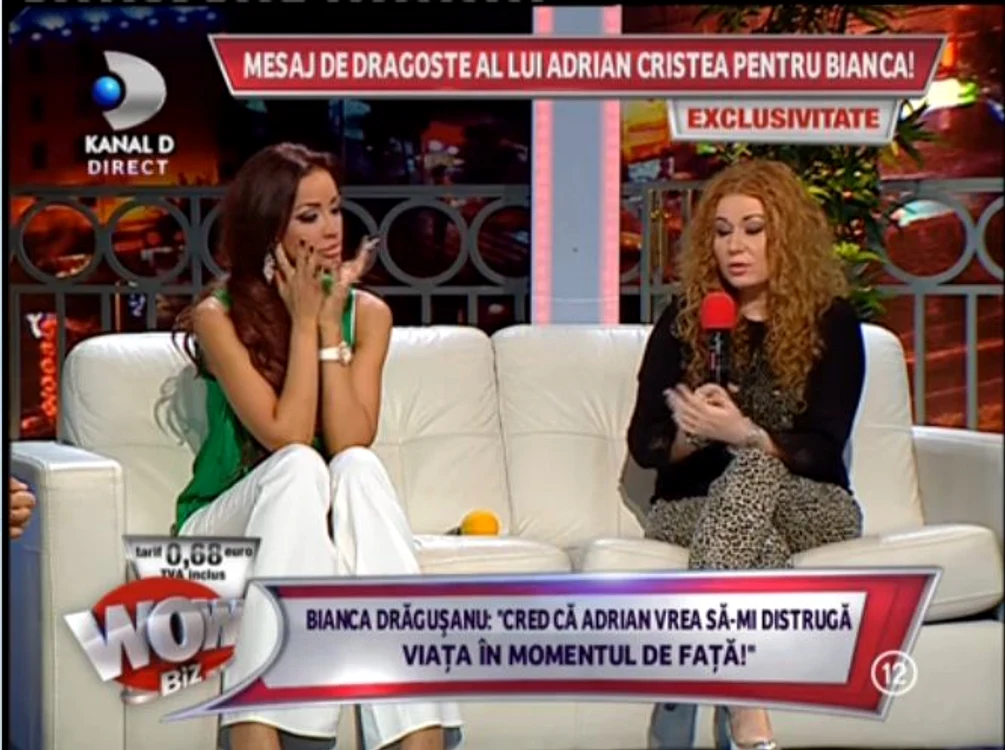 Bianca a fost marcată de declaraţia lui Adrian Cristea (captură: Kanal D)