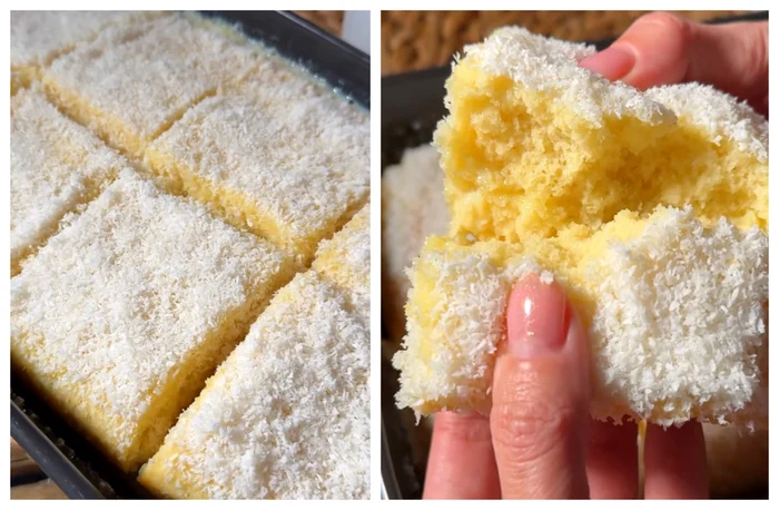 Prăjitură cu nucă de cocos / FOTO: Colaj captură video TikTok